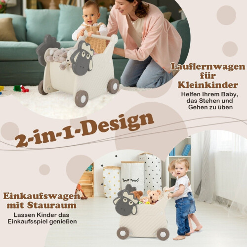 Toddler Walker with 18L Storage, Sheep Design, 4 Wheels 2