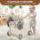 Toddler Walker with 18L Storage, Sheep Design, 4 Wheels 4