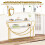 Console Table with Faux Marble Top, 2-Tier, 120x30x80.5 cm 5