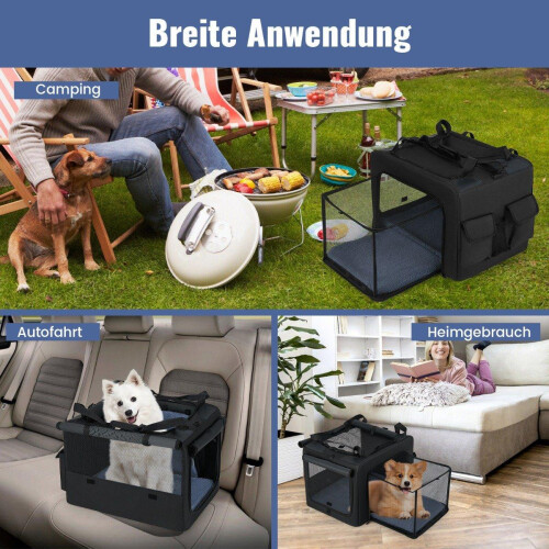 Foldable Pet Carrier with Dual Openings, Mesh Basket, 80x60x42 cm 2