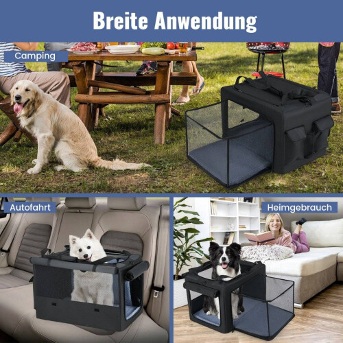 Foldable Pet Carrier with Dual Openings & Mesh Basket, 88x72x48 cm 2