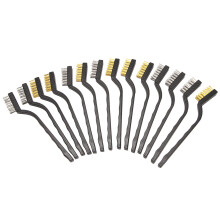 14 Pack Wire Brush Set for Cleaning Welding Slag and Rust Stainless Steel and Brass Curved Handle Masonry brush Wire bristle Scratch Brush