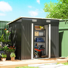 Outsunny 7 x 4ft Outdoor Garden Storage Shed for Garden Black