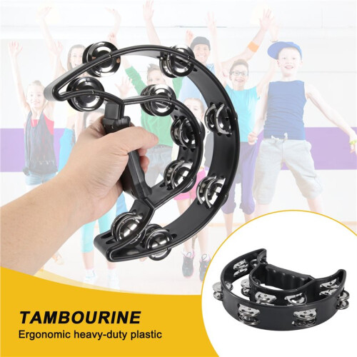 Compact Double Half Moon Music Tambourine Percussion Tamborine Drum Durable 1