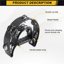 Compact Double Half Moon Music Tambourine Percussion Tamborine Drum Durable