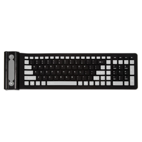 Portable  Flexible Roll  Water Resistant Washable Soft Silicone Wireless Keyboard with USB Receiver for PC Tablet Laptop Computer