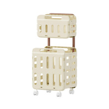 Plastic Laundry Cart With Ventilation Holes Mobile-Creamy A