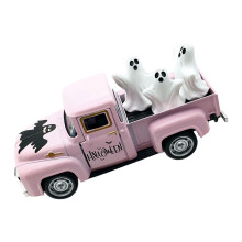 Halloween metalen vrachtwagenmodel met spookachtig ornament-Roze