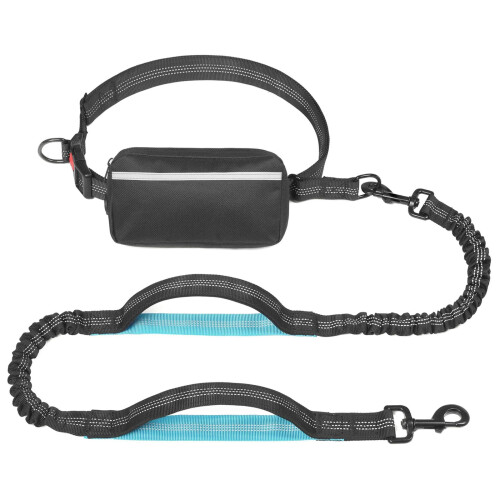 Reflective Leashes with Elastic Padded Belt and Removable-Black