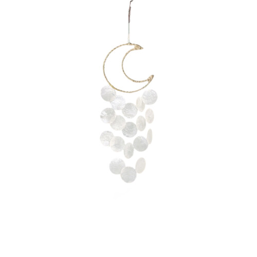 Shell Wind Chimes for Outside Tropicals-white mooon shell