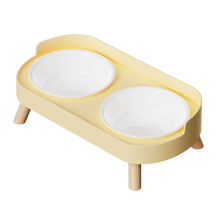 Spill Proof Elevated Double Bowl Feeder with Nonslip-Yellow