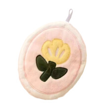 Soft Plush Hand Towel Cute Floral Design Hanging Towel For-Pink