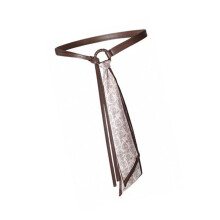 Modern Silk Like Scarf PU Belt Stylish Addition To Any-Coffee