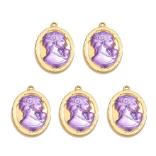 5 stuks sieraden bevindingen dame portret hangers perfect-Paars