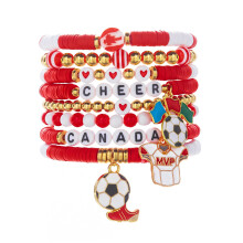 Soccer Fan Bracelet Set With Football Theme Charm For Sports-5