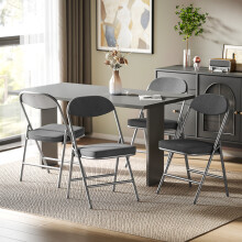 (Not Specified) HOMCOM Folding Chairs Set of 4 with Cushioned Seat, Steel Frame