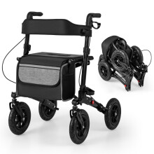 Faltbarer Leichtgewicht-Rollator mit Luftbereifung, Aluminium, 140 kg Tragkraft