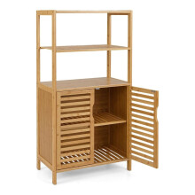 Bambus-Bücherregal mit Türen, 4-stöckig, 60x33x116 cm