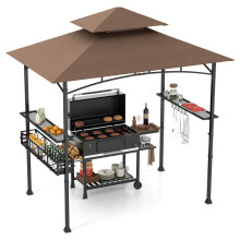 Grillpavillon für den Außenbereich mit Doppeldach und Seitenregalen