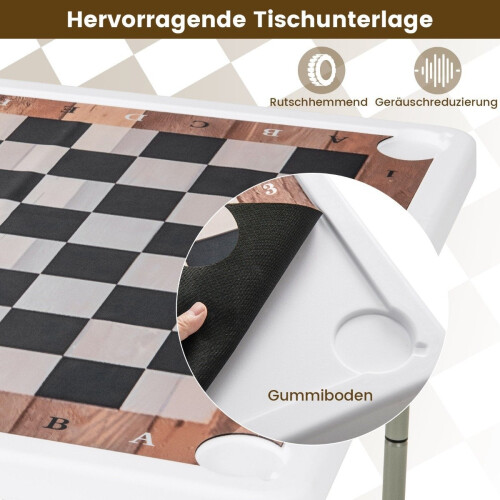 Folding Chess Table with Removable Mat & Cup Holders 2