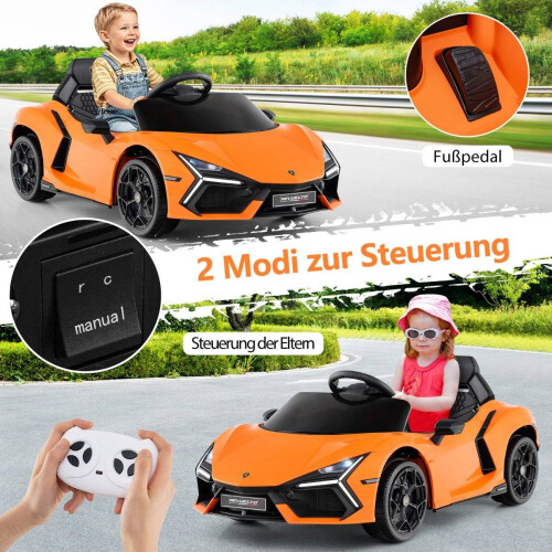 12V Elektroauto für Kinder mit LED-Leuchten - Orange 1