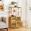 Libreria in bambù con ante, 4 ripiani, 60x33x116 cm 3