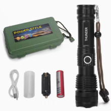 Superhelle LED-Taschenlampe mit 990.000 Lumen – 5 Modi, wiederaufladbar, USB-Ladekabel, wasserdicht (IPX6), ideal für Camping und Outd
