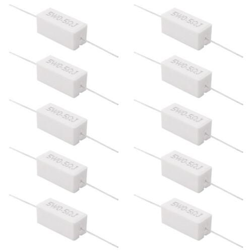 10 Pcs Axial Lead Ceramic Cement Resistor 0.5 Ohm 5W