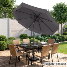 (Grey) 3M Garden Parasol Outdoor Patio Sunshade Umbrella With Extra Shade