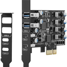4-Port-USB-PCIe-Karte (2 X USB A und 2 X Typ C) PCIe USB 3.0-Erweiterungskarte mit Low-Profile-Blende für Desktop-PCs