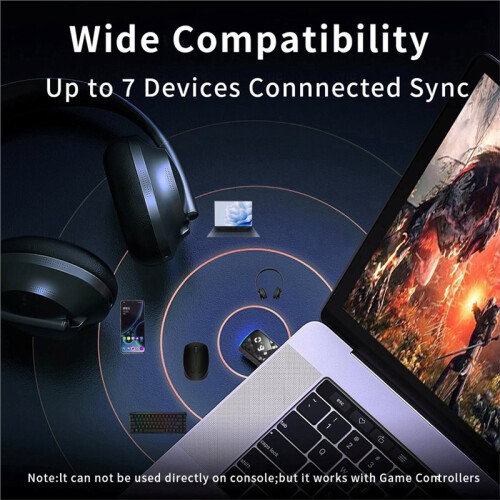 USB Bluetooth6.0 Dongle Bluetooth6.0 Receiver Transmitter Adapter for  Keyboard Mouse Headphone Speaker 2