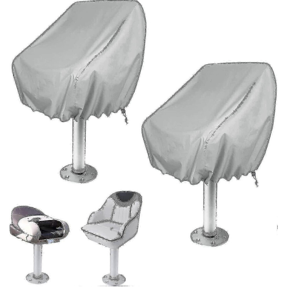 2-Pack Waterproof Oxford Fabric Boat Seat Covers For Pontoon Captain Bench & Pedestal Chairs 7624176682315