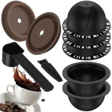 Opakovane použiteľné kapsuly pre Nespresso Vertuo, 5 ks s viečkami a lyžičkou