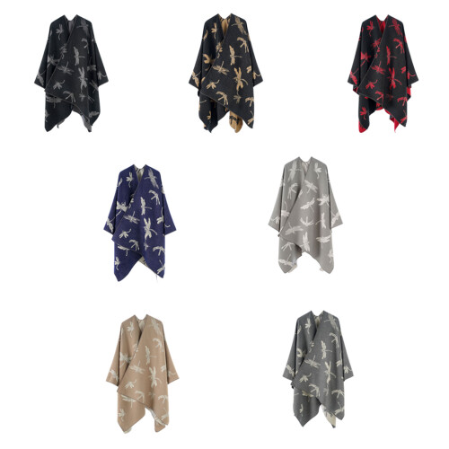Oversized Warm Shawl Wrap Reversible for Women Warm-black red 2
