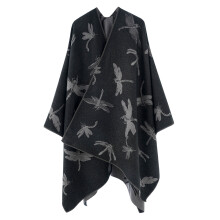 Women Shawl Wrap Wearable Warm Blanket for Office Outdoor-Black