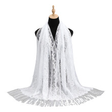 Fashionable Lace Mantilla Decorated Scarf-White 160x65cm