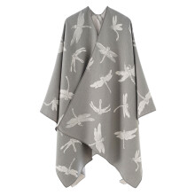 Trendy Warm Blanket Shawl Wrap Wearable for Women-silver gray