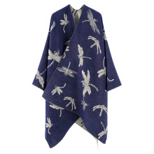 Oversized Warm Shawl Wrap Reversible for Women Warm-Navy Blue