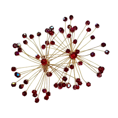 Boucles d'oreilles en cristal pyrotechniques à la mode,-Rouge