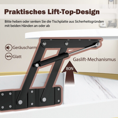 Lift-Top Coffee Table with Hidden Storage, Adjustable Height