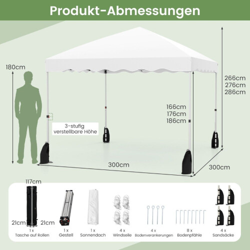 3x3 m Vodotěsný Pop-Up Pavilion Stan s Roll Bag 1