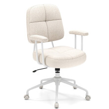 Ergonomische bureaustoel met armleuningen en wielen, beige