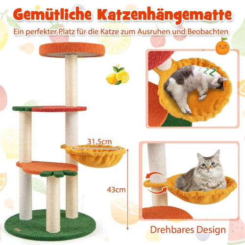 Árvore para gatos com tema de frutas, 100 cm, postes de arranhar de sisal 2