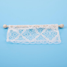 Dollhouse Curtains Miniature Furniture Accessories Window Valance with Rod 1:12 Scale Beige