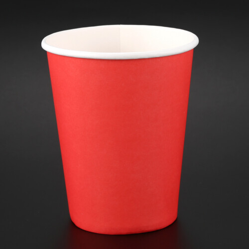 20 Paper Cups (9oz) - Plain Solid Colours Birthday Party Tableware Catering(Red)