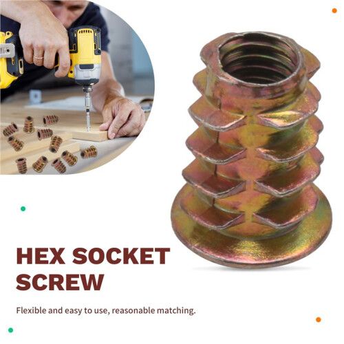 20 pieces M6x 15mm hexagon socket screw thread insert nut for wood