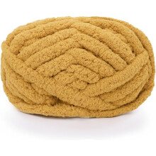 (Dark Yellow) 1Pcs Chunky Knit Chenille Yarn – Super Soft Big Jumbo Blanket Yarn for Hand Knitting