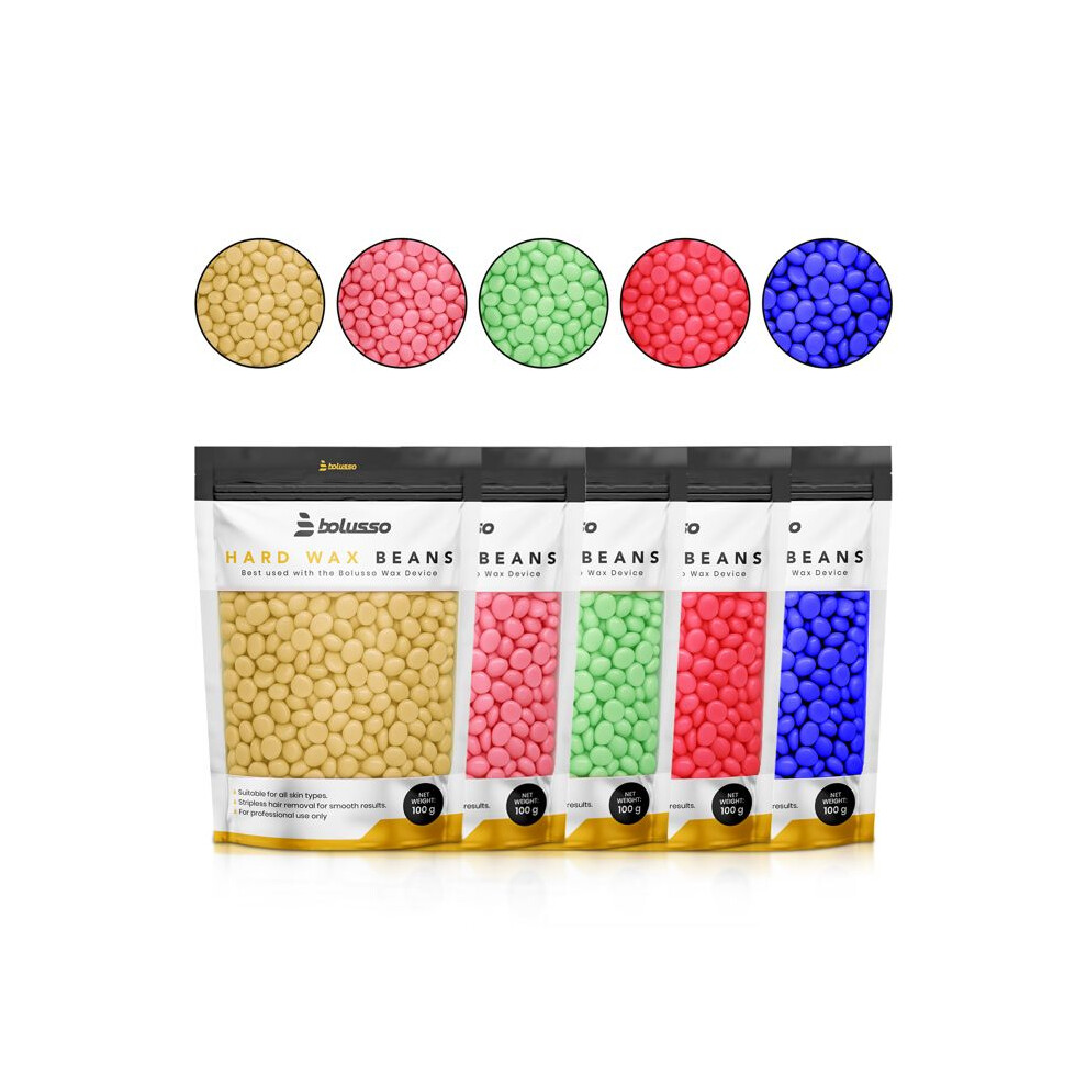 Bolusso Waxing Kit - 500 G Pearls - 5 Scents - No Strips - Face & Legs