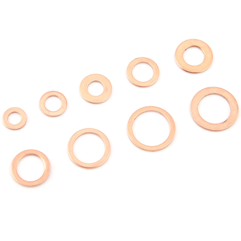 200Pcs Copper Gasket Assortment Kit Flat Washer Seals For M5 To M14 Connections 9311393810727