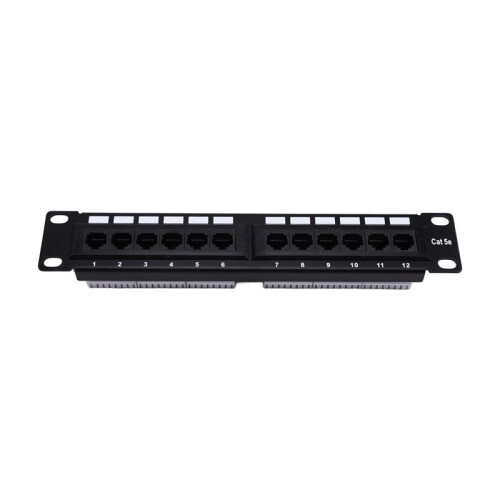 Patch Panel 12Port CAT5e 10G Support 1U Network Patch Panel UTP 19inch Wallmount or Rackmount Punch Down Block for CAT5e